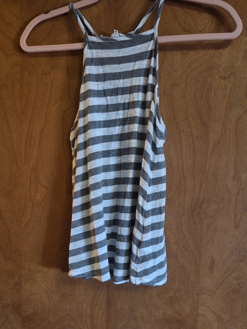 Aeropostale Gray & White Striped High-Neck Tank